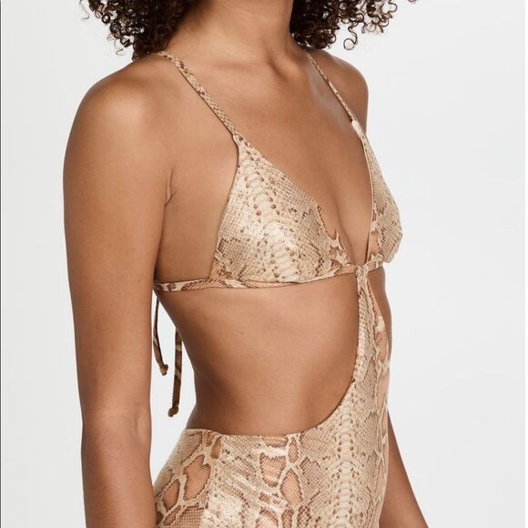 NWT Free People Onia Rose One Pieve Liquid Suede Python Large B-1333 - Picture 3 of 6